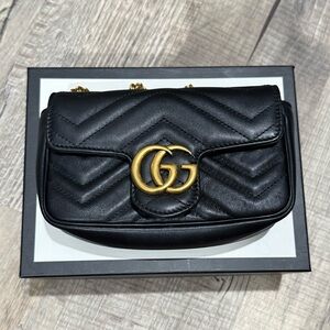 Authentic Gucci GG Marmont Super Mini Leather Crossbody
